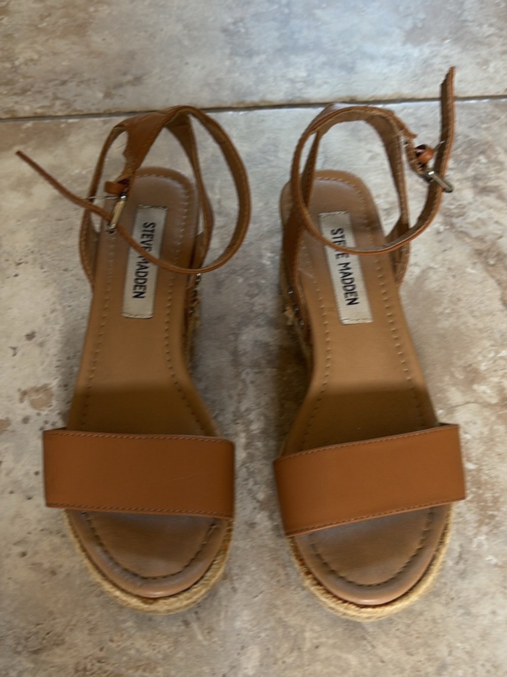 Steve Madden Tan Espadrille Platform Sandals - Women - size 6